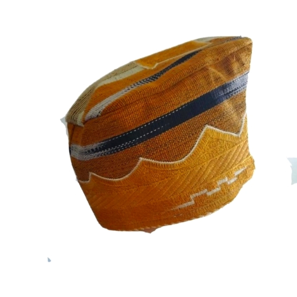 GOLD/BROWN COLOR CAP FILA TRADITIONAL ASO OKE AFRICAN NIGERIAN YORUBA.